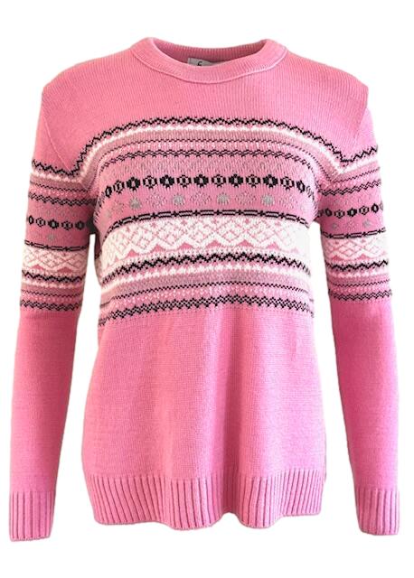 Emma Dusky Pink  Jacquard Design Jumper